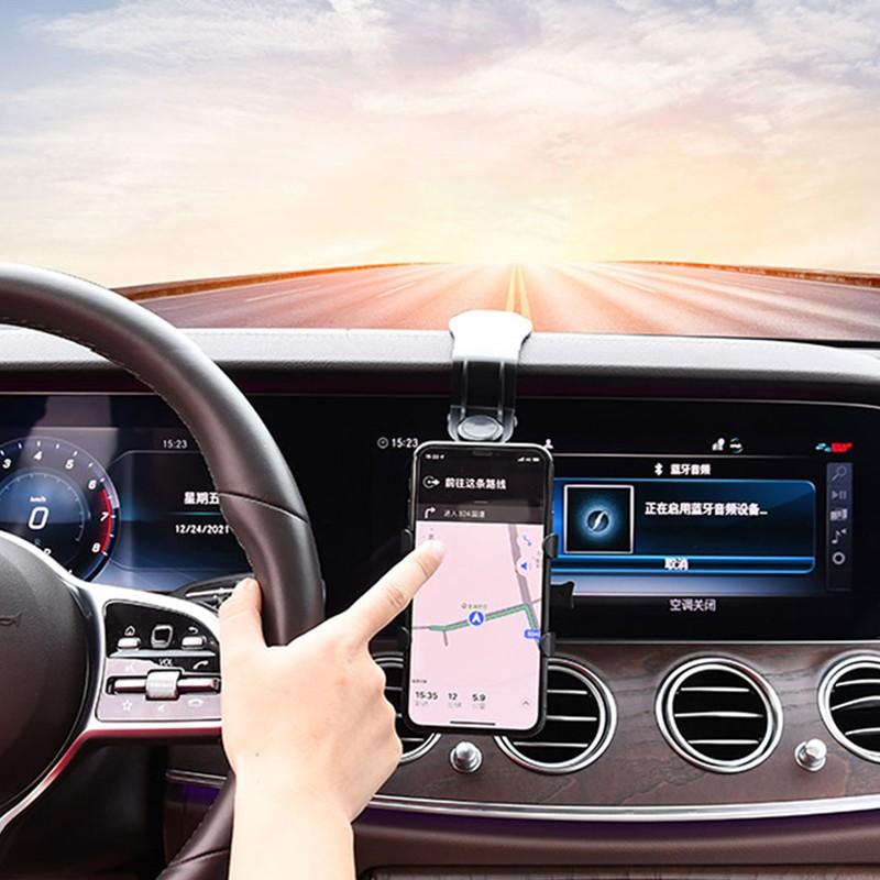 Автомобильный держатель телефона с зеркалом заднего вида на 360° для автомобильного крепления телефона и держателем GPS, вращающаяся регулируемая телескопическая подставка для телефона