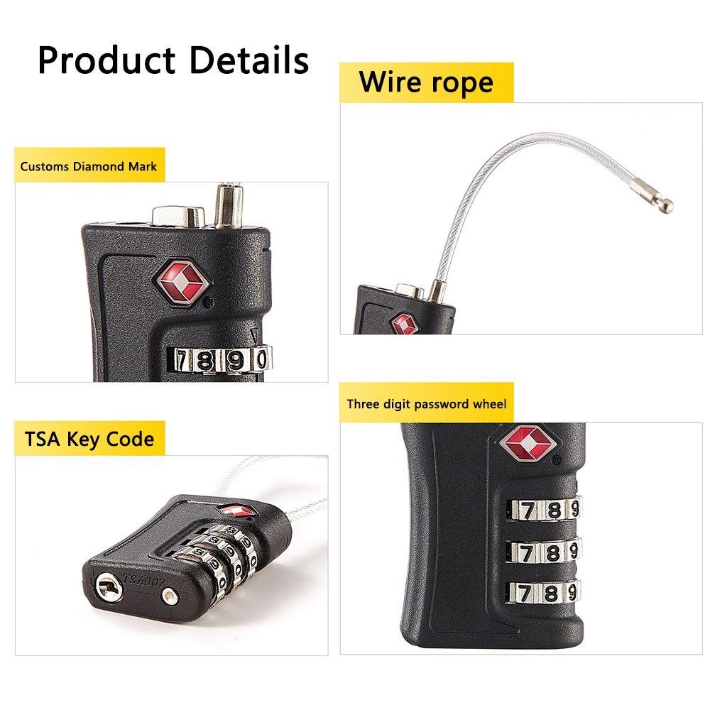 Tool TSA Customs Code Lock Contrast Color Padlock 3 Digit Combination Lock Luggage Password Lock