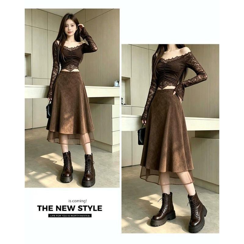 Women's Retro Skirt: High-Waisted Tulle A-Line Skirt for Fall/Winter