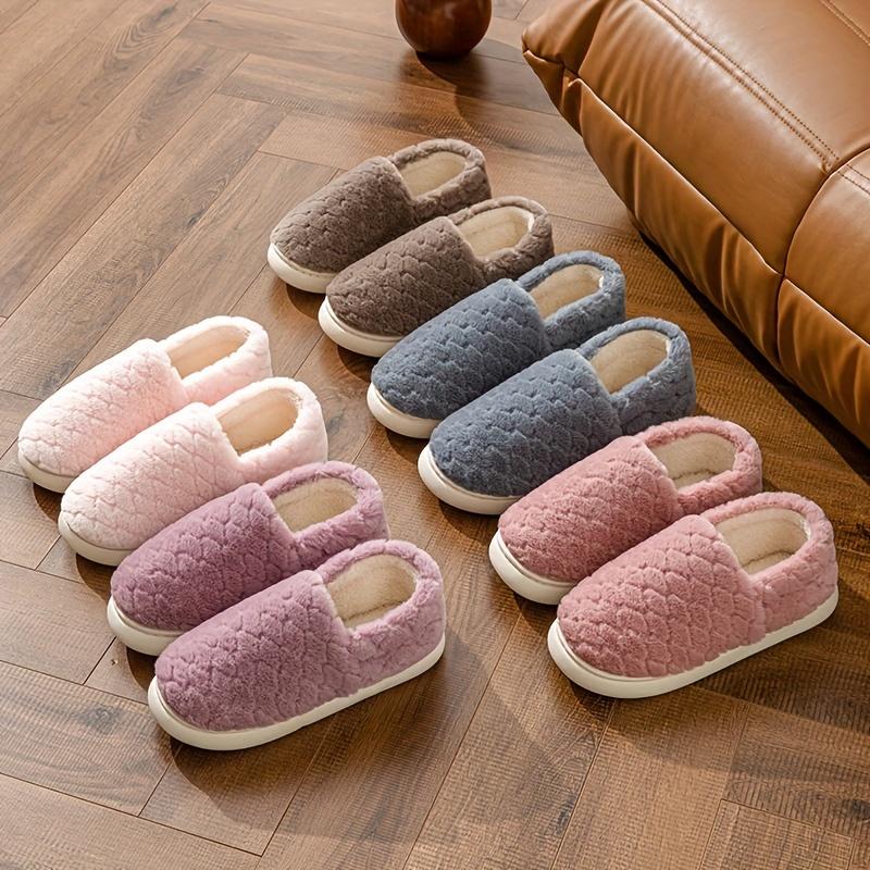 Уютные плюшевые парные тапочки, теплая нескользящая толстая подошва, домашняя обувь для мужчин и женщин, зимние тапочки