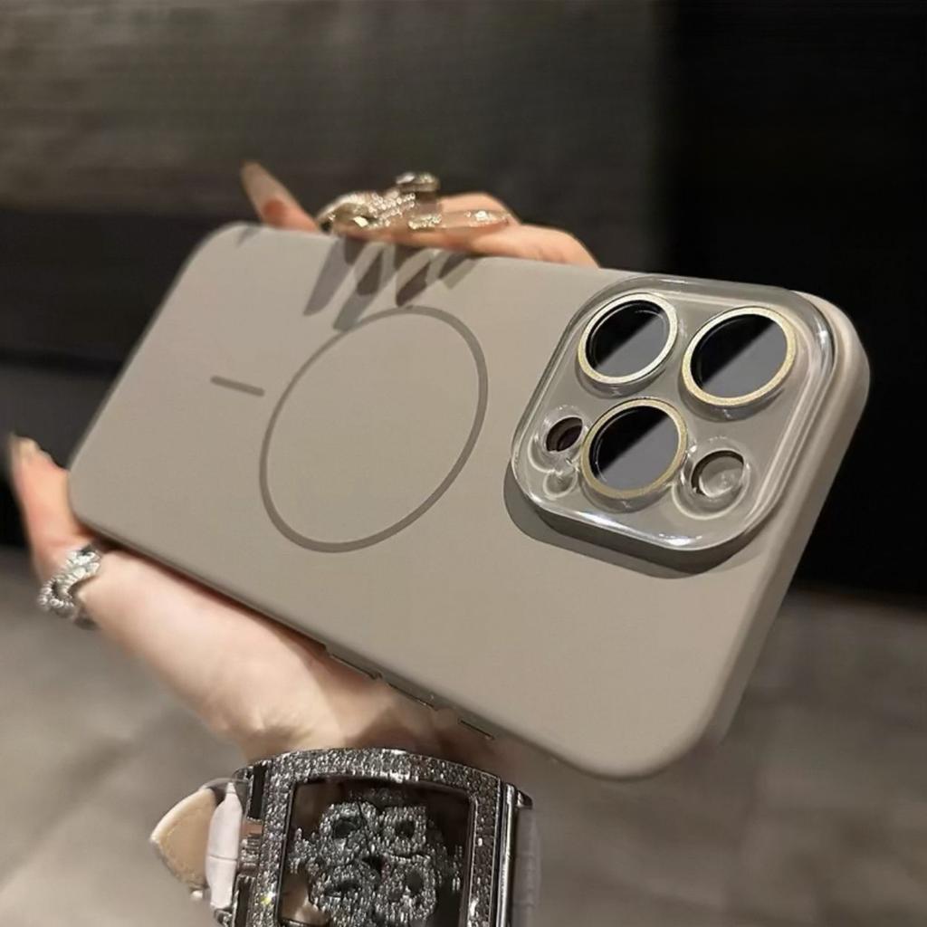 Applicable To Apple 16promax Skin-feeling Thin Circle Magnetic Suction Phone Case Crystal Lens IPhone 15 Protective Case Full Package