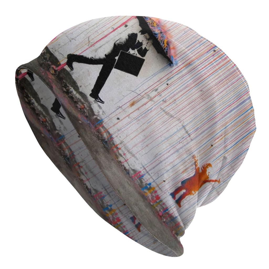 Banksy Art Graffiti Girl Heart Balloon Slouchy Beanie Unisex Women Hip Hop Winter Warm Skullies Beanies Hats Adult Knit Bonnet Cap