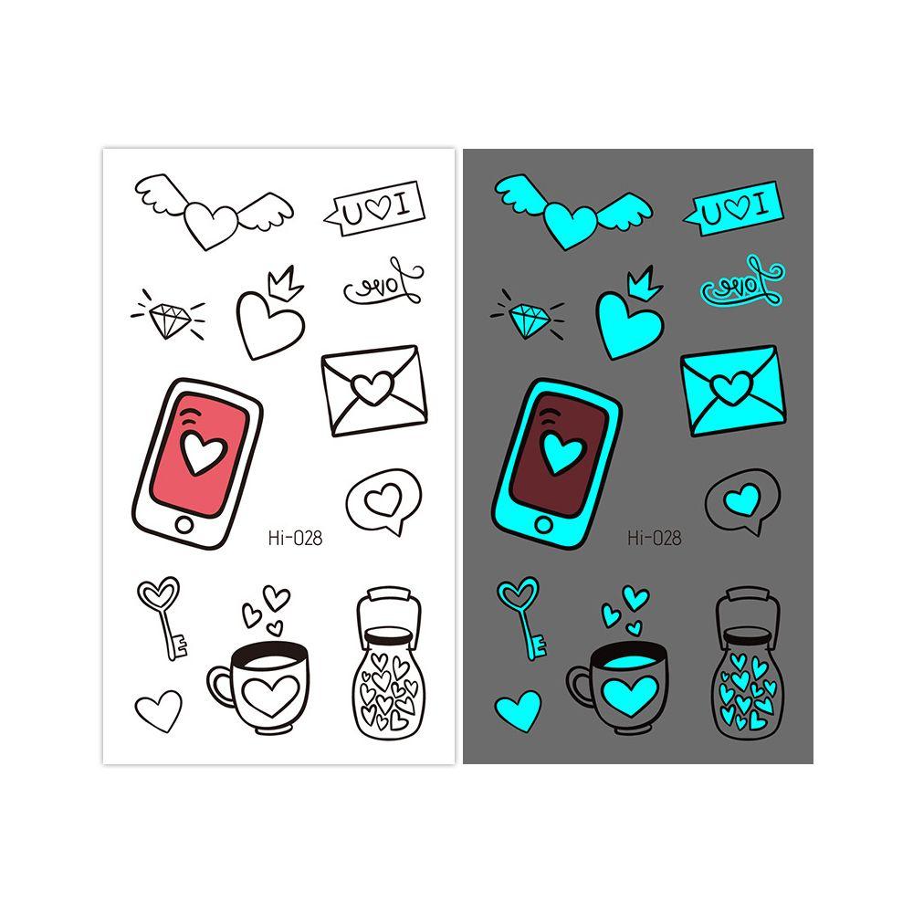 Fluorescent Star Feather Temporary Tattoos Blue Luminous Fake Tattoo Body Art Tattoo Sticker