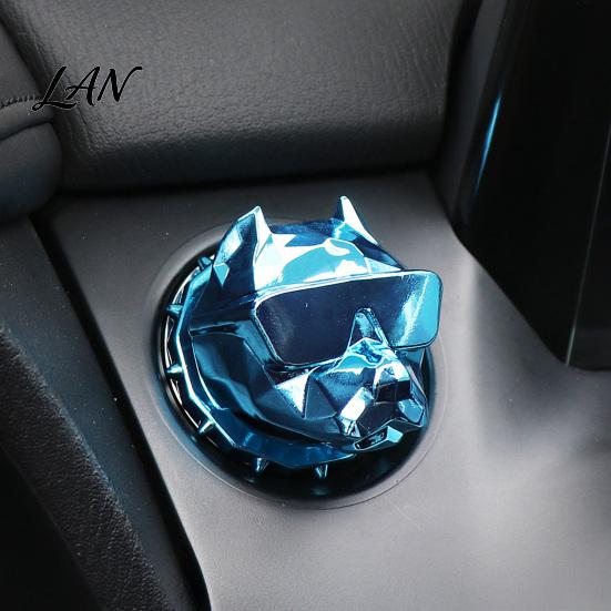 Fashionable Car Decoration Bulldog Start Stop Button Cover, Ignition Switch Protective Ring Chrome Plated Shield for Push Start, Steering Wheel Decor,