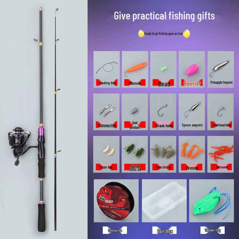 Beginner Lure Fishing Set with Water Drop Wheel & Gun Straight Handle Rod for Long Casts