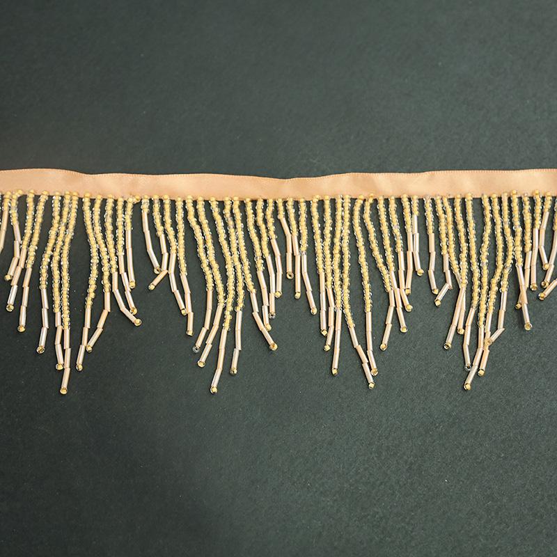 1 Yard Tube Beads Fringe Trim Rhinestones Chain Tassel Crystal Lamp Curtain Hanging Tassel Applique Sew On Garment Crafts