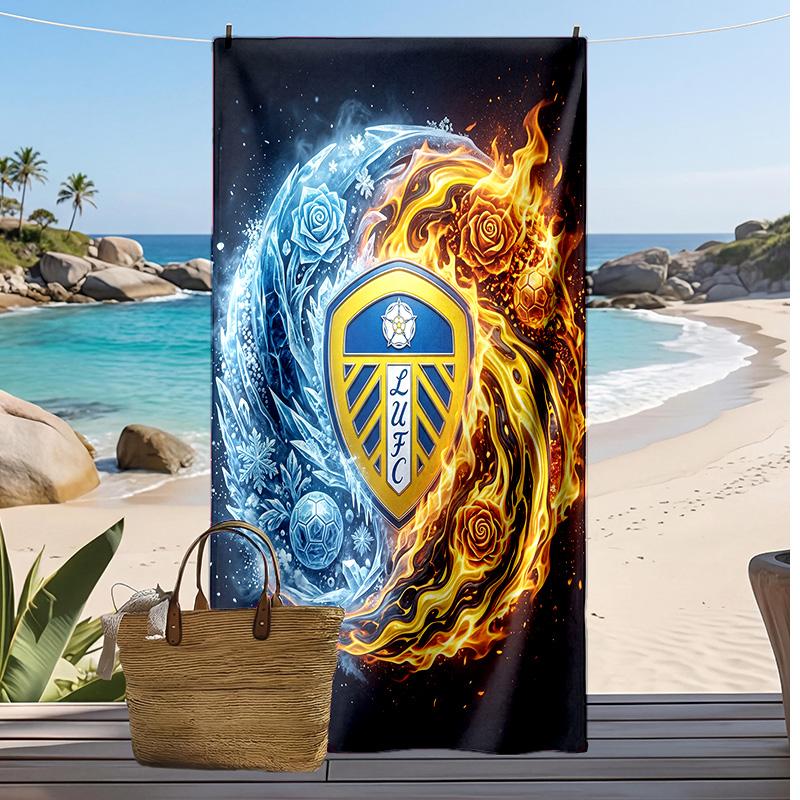 Пляжное полотенце с принтом футбольного клуба Leeds United, большое, мягкое, быстросохнущее, для пляжа, кемпинга, плавания
