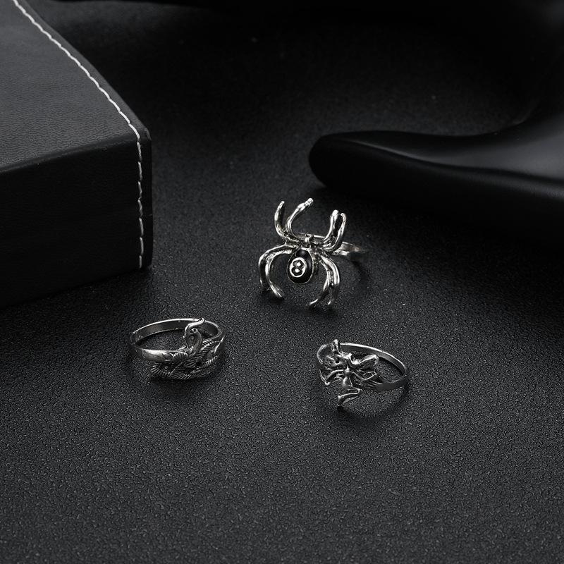Elf Ring, Fashionable Personality Spider Peacock Animal Ring Combination 3-Piece Set For Women