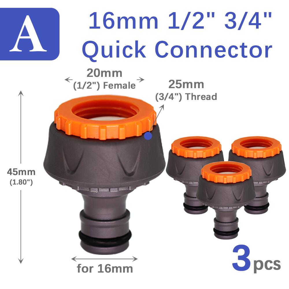 3 шт. 1/2" 3/4" 1" адаптер для садового шланга краны фитинги с 16 мм быстроразъемным соединением ирригационная труба трубка муфта соединение соединение ремонт