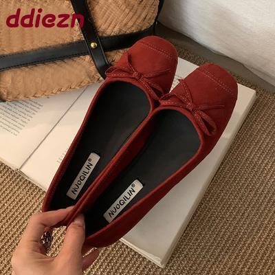 Модная Роскошная Обувь Женские Балетки С Бантом-Бабочкой Слипоны Женские Шлепанцы Мелкие Модные Замшевые Женские Балетки Обувь для Танцев