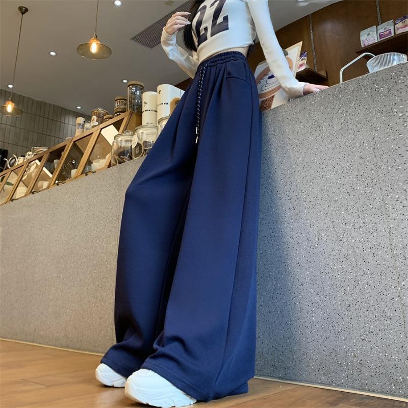 Spring Autumn Loose Casual Wide Leg Pants Female High Waist Fashion All-match Solid Color Sweatpants Trousers