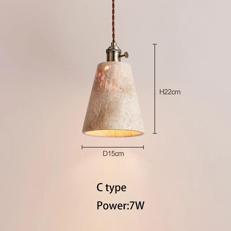 Небольшая люстра из желтого травертина в японском стиле ваби-саби, кремового цвета, для стойки регистрации, бара, ресторана, прикроватные лампы из меди