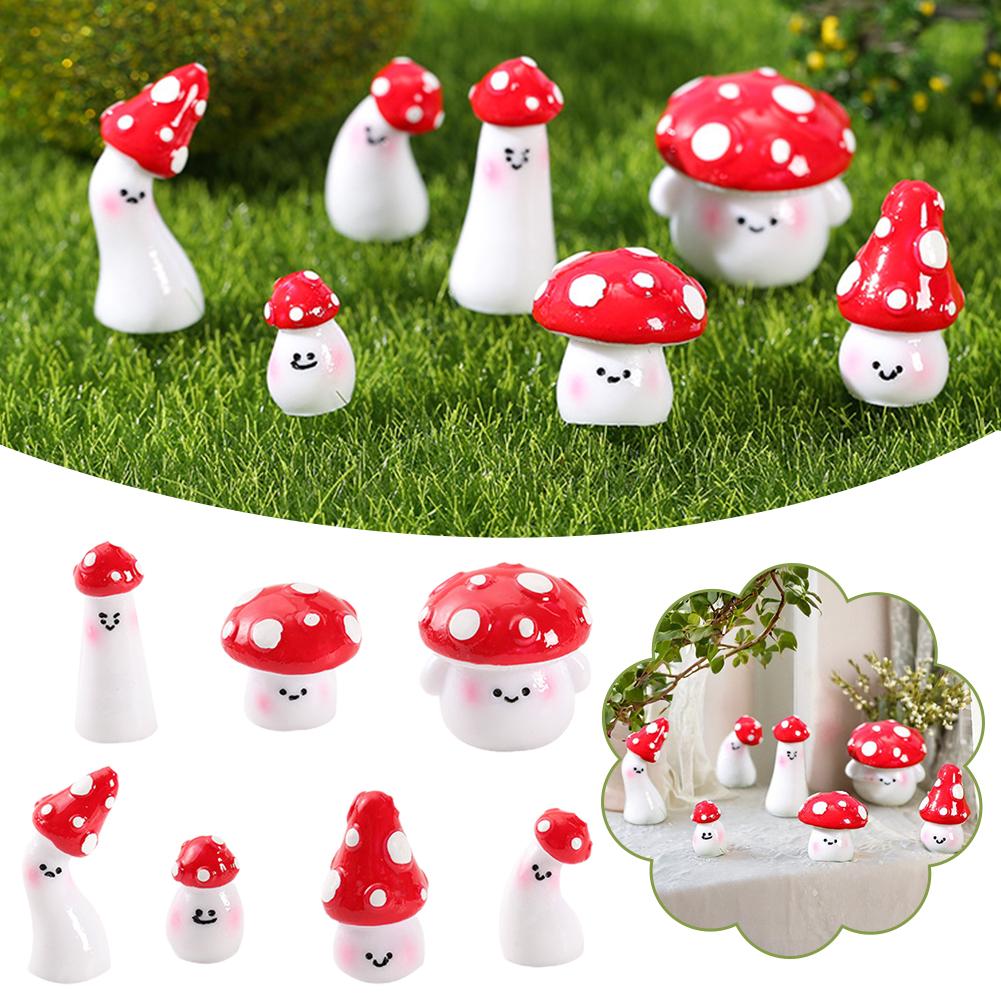 Cartoon Miniature Cute Red Mushroom Micro Landscape For Home Ornaments Gardening Desktop Access V3C1