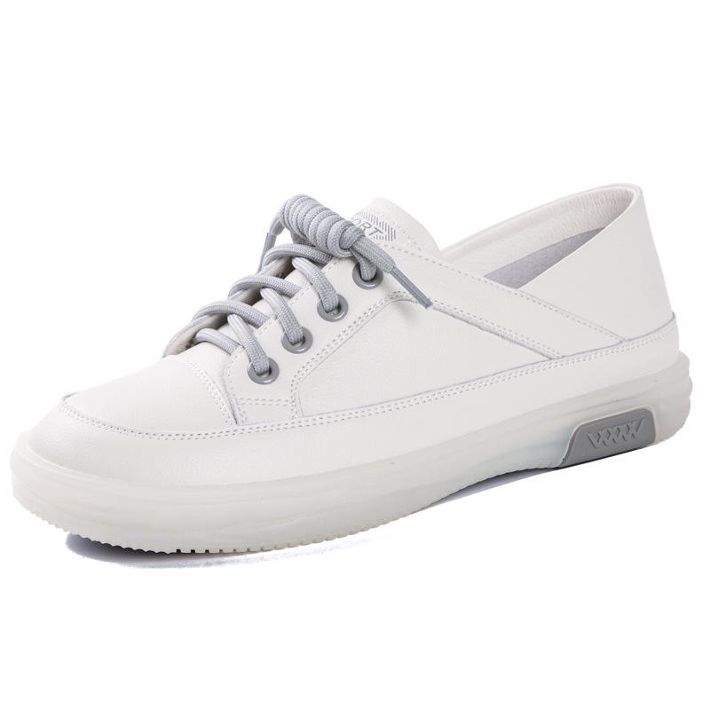 2025 Women's Genuine Leather White Sneakers: Breathable, Soft Cowhide Sole, Versatile Two-Wear Design for Spring & Summer.