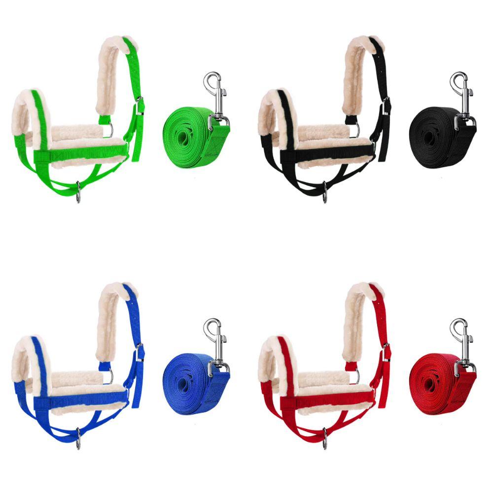 Adjustable Cow Halter Fleece-lined Animal Training Harness Halter Lead Rope Set Outdoor