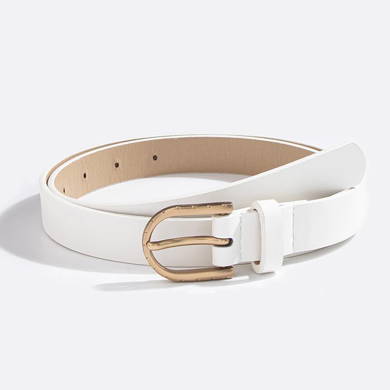 Minimalist Womens Faux Leather Belt With Oval Buckle For Office Use