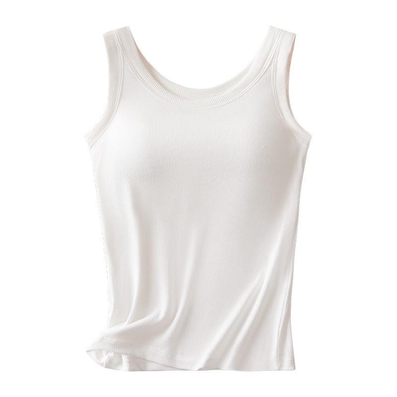 Женский топ из хлопка и модала в рубчик с нагрудными вкладышами, цельный низ, нижнее белье больших размеров с защитой от воздействия внешней среды