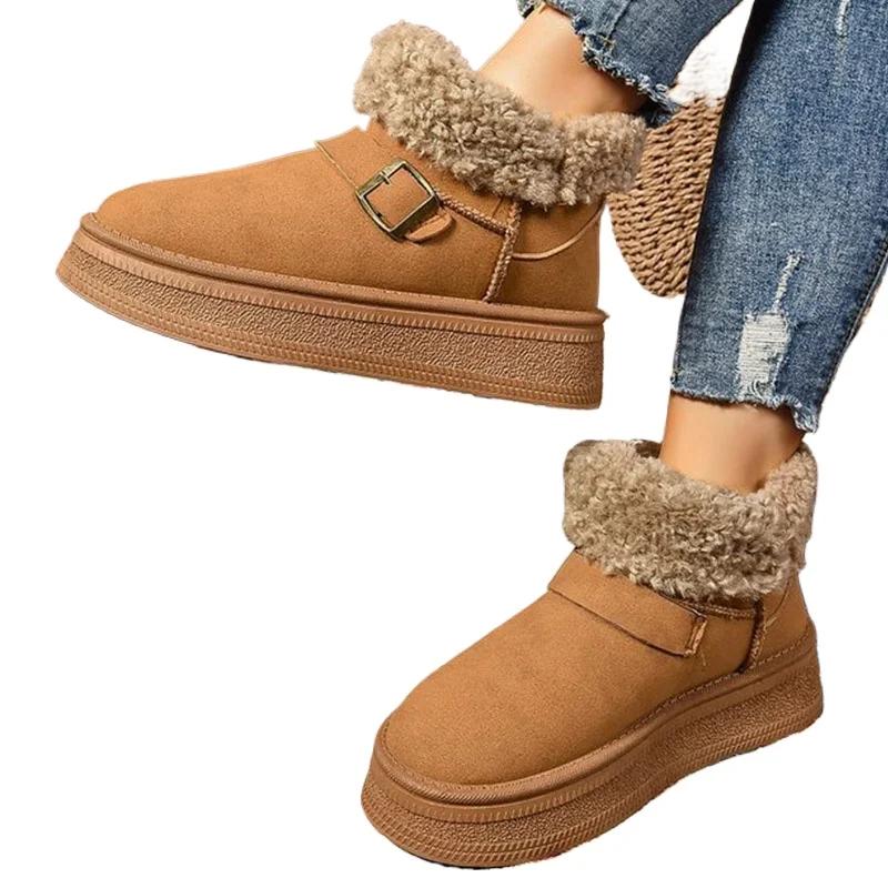 Модные новые повседневные женские зимние ботинки для активного отдыха, женские зимние новые модные женские ботинки с круглым носком и толстой подошвой, размеры 36-41