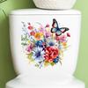 Butterflies Surround Flowers Toilet Sticker Home Decoration Toilet Lid Wc Universal Waterproof Decals Bathroom Accessories