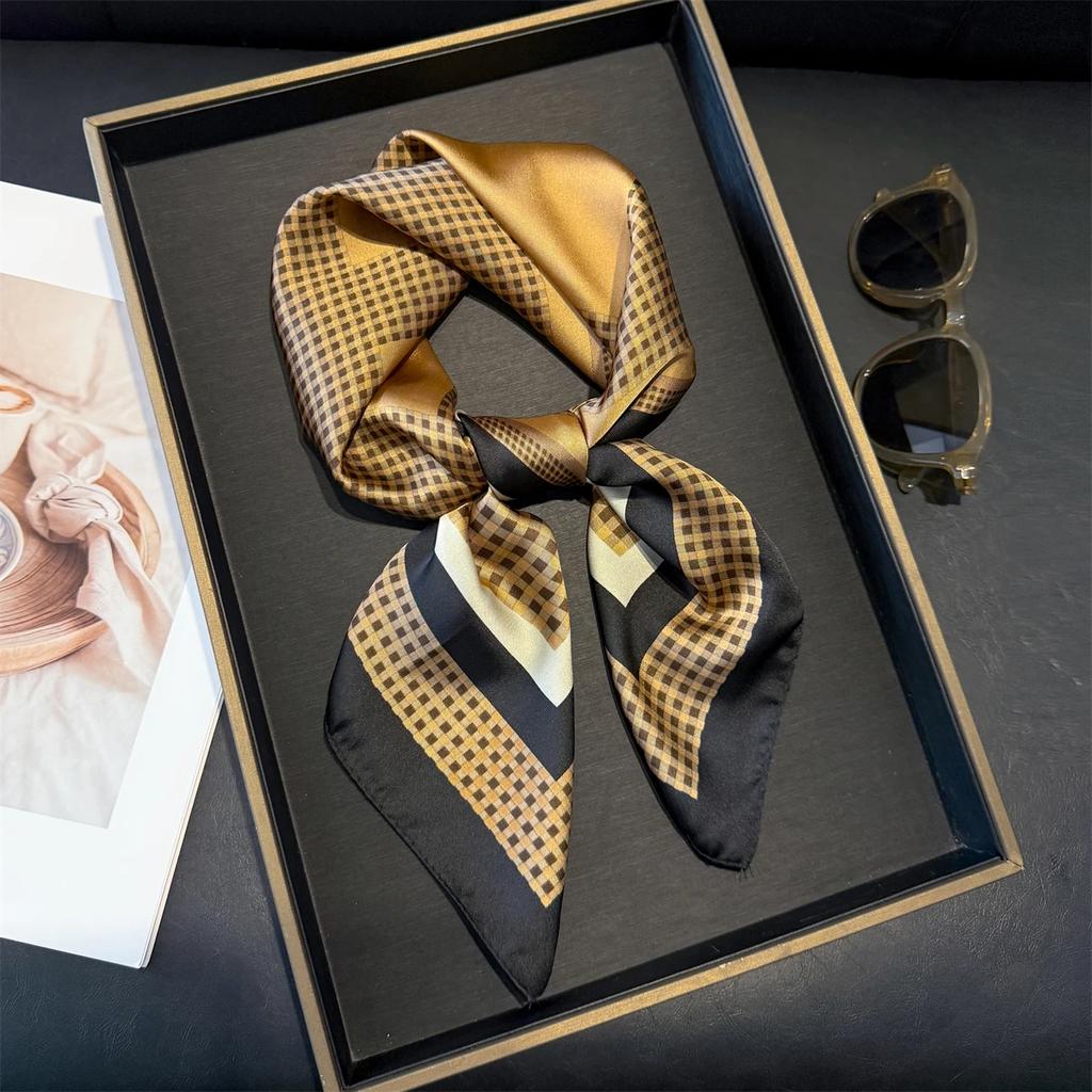 70 см розовый цветочный шелковый шарф для женщин, искусственный шелк, свежий и элегантный универсальный головной убор, одежда, сумки и квадратный шарф