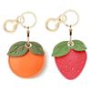 Fruit Green Leaves Leather Keychain Protective PU Fruit Key Rings For Access Card