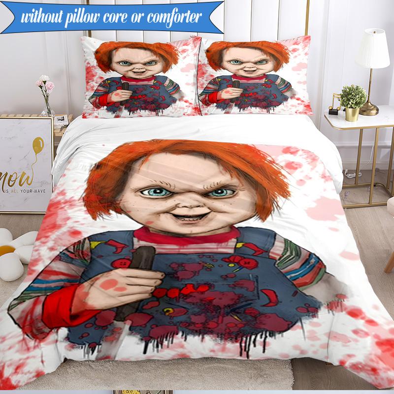 Chucky's Halloween Horror 3pcs K-pop music group Bedding set,Ideal for Bedroom, Dormitory,Including Duvet Cover And 2pcs Pillowcases,Fan gifts