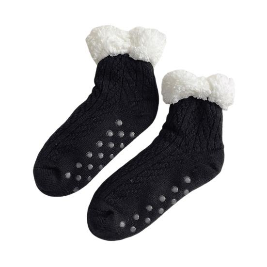 Fuzzy Warm Slipper Socks for Women Cozy Fluffy Fleece Lined Home Floor Socks with Grippers Winter Soft Thermal Sleep Socks