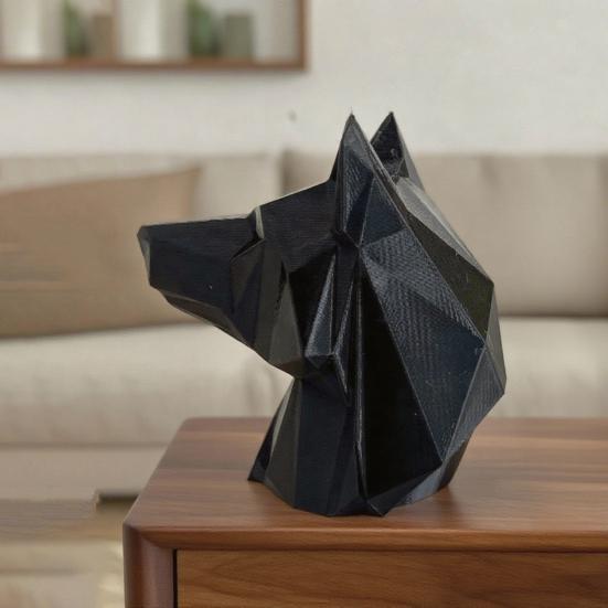 3D Printed Wolf Head Ornament Red Home Office Desktop Trailer Hat Statue Sculpture Coupling Cover