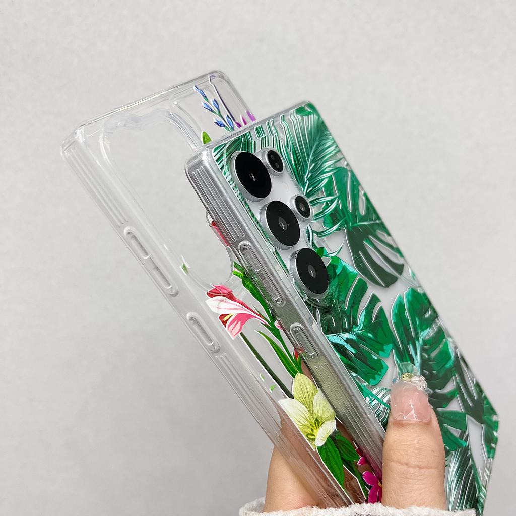 For Samsung Galaxy S25 Ultra Case Full Coverage Floral Pattern Printing Air Cushion Anti Drop TPU Phone Cover