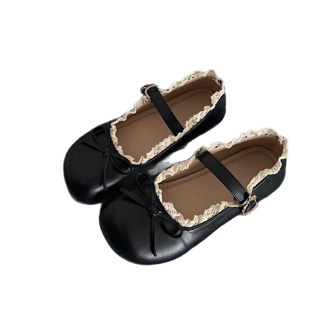 Туфли на плоской подошве с круглым носком и бантом в стиле ретро, новинка 2025 года, весна-лето с юбками, универсальные туфли Мэри Джейн на мягкой подошве