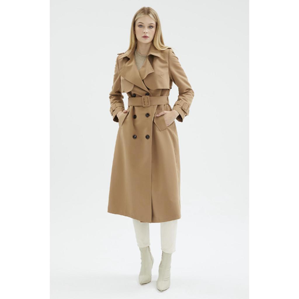 Тренч из норки с воротником и рукавами 12667