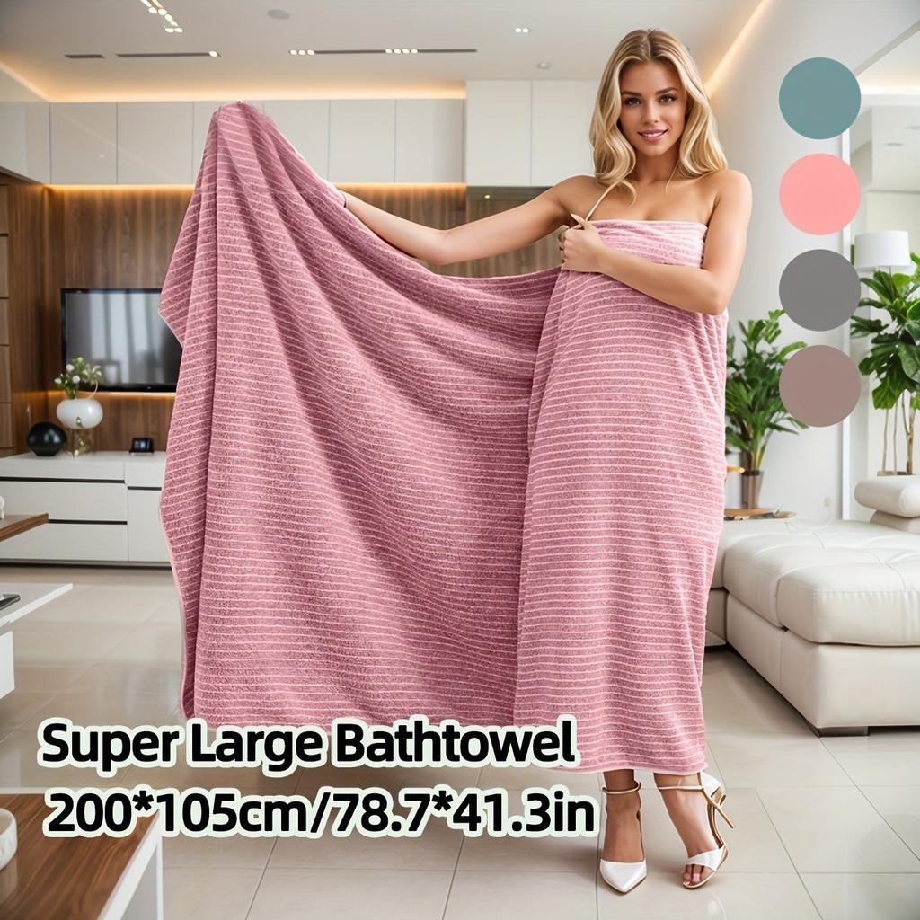 Extra Large 41.34x78.74 Inch Star Striped Bath Towel, Strong Absorbent Coral Fiber Beach Towel | Modern Bath Towel, Extra Large Bath Towel, Face Towel
