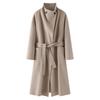 Elegant Mid-Length Velvet Wool Coat - Women's Korean Style Loose Fit with Stand Collar