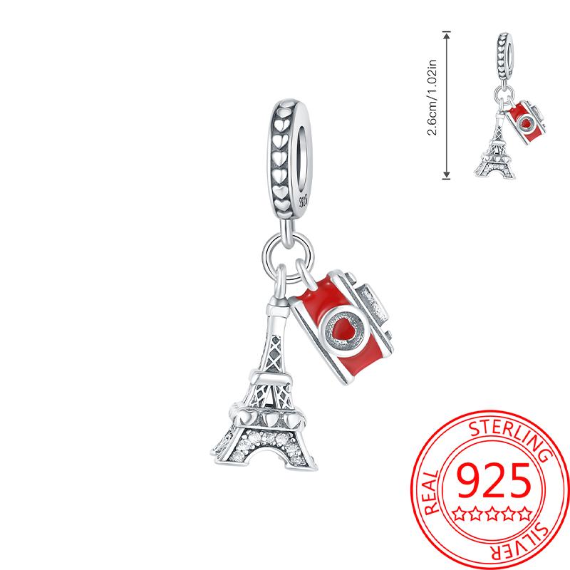 Copper Metal Paris Tower Aircraft Travel Charm Bead Component Pendant Bead Component Bead Components Compatible With Charm Bead Component Authentic