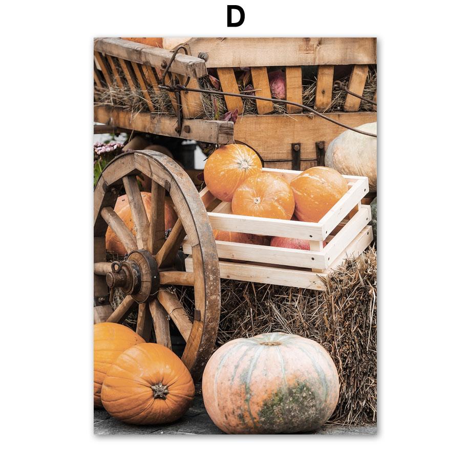 Осенний холм, лесная дорога, цветок тыквы, настенная живопись на холсте, постеры на скандинавскую тему и принты, современные картины для декора гостиной