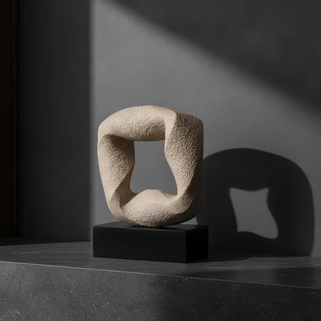 Decorative Sculpture with Pedestal Base Contemporary Sculptural Accent Compact