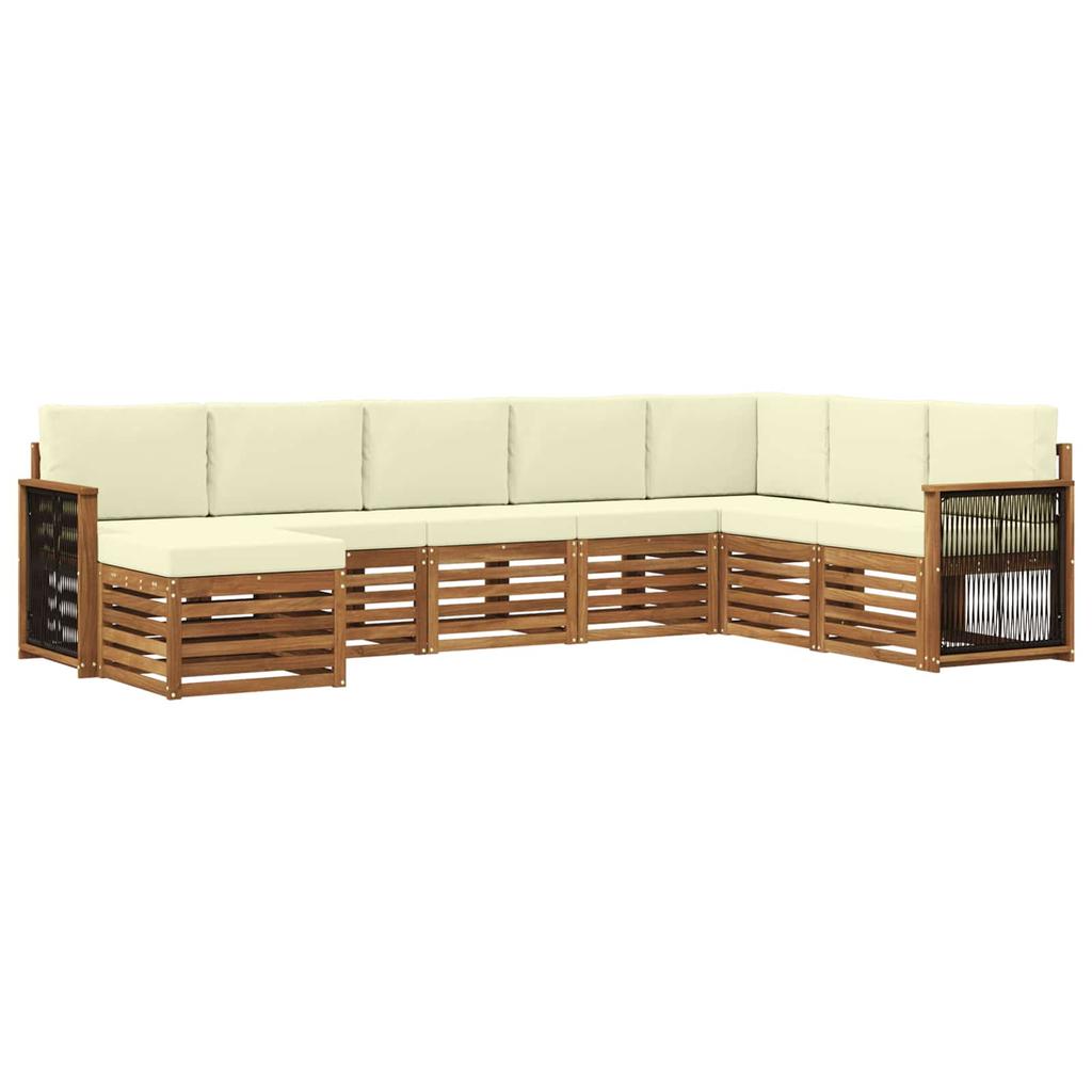 Outdoor Sofa Set with Cushions 6 pcs Natural and Cream