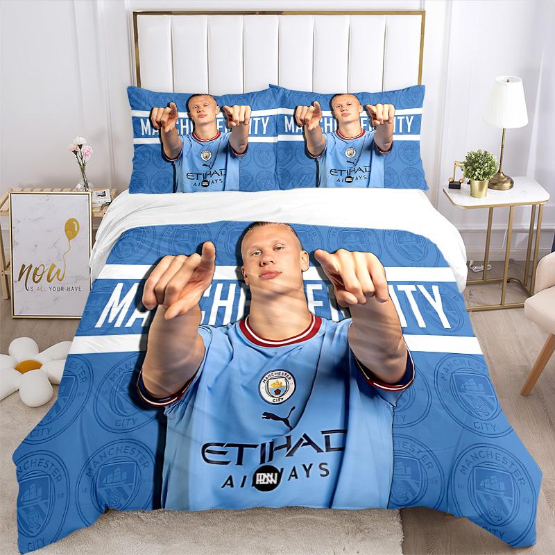 Manchester City Player Print 3Pcs Bedding Setduvet Cover With 2 Bedropillowcase Home Birthday Gift