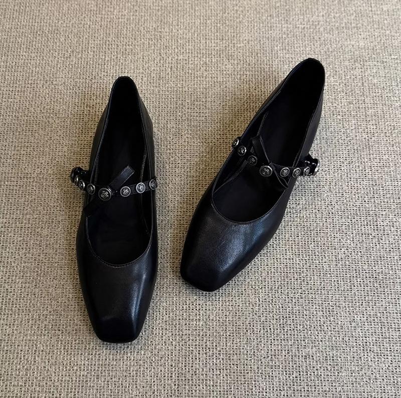 Супермягкая кожа ягненка, туфли-лодочки, одинарные туфли, женские новые балетки на плоской подошве, с мелким вырезом, с юбкой, туфли Мэри Джейн