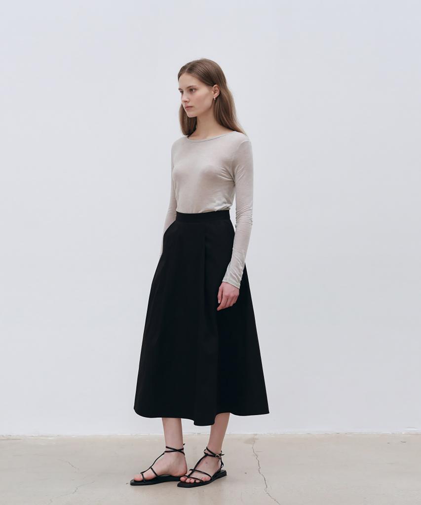 LOEIL Clear Tencel Round T-Shirt - Melange Gray