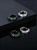 Stylish Green Zircon Minimal Hoop Earrings for Men, Vintage Small Huggie Earrings, Hypoallergenic Piercing Jewelry