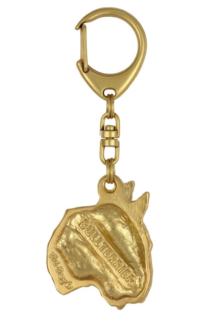 Bull Terrier, Bully II - Gilded Key Ring with Dog, Handbag Decoration, Luxury Accessory by Art-Dog Brand