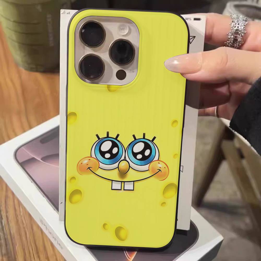 Мультяшный S-Губка Боб S-Квадратные Штаны Чехол для Телефона Для IPhone 17 16 15 14 13 12 11 Pro Max Plus Гофрированный Бампер Задняя Крышка Корпус