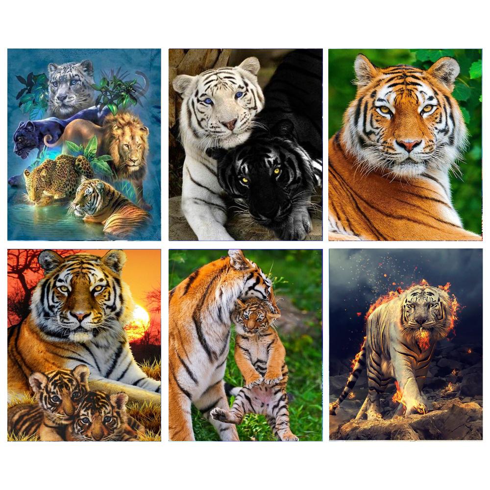 Тигр Аниме Мультфильм Алмазная картина 5d Полный круглый 35x35CM Алмазная мозаика