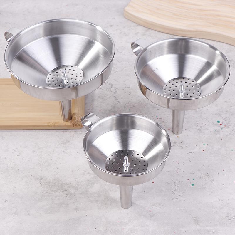 304 утолщенная воронка из нержавеющей стали со съемным фильтром, воронки с широким горлом для консервирования, кухонный фильтр для утечки масла