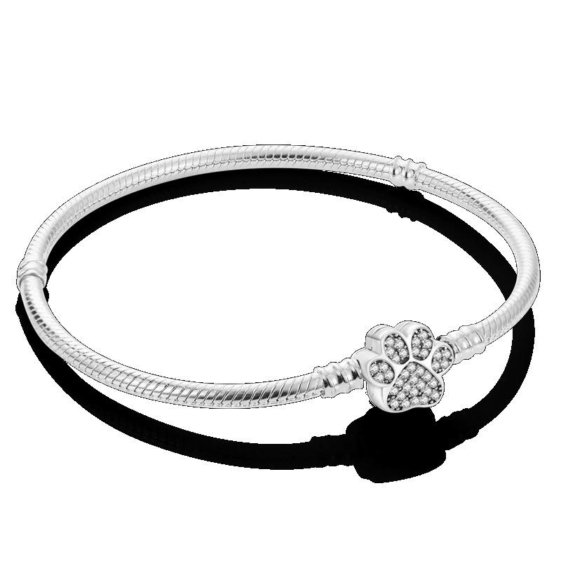 Браслет из стерлингового серебра 925 пробы Бабочка Цветок Клевер Зеленая Кошачья Лапка Любовь Циркон Ювелирные изделия Подарки для женщин 17-20 см