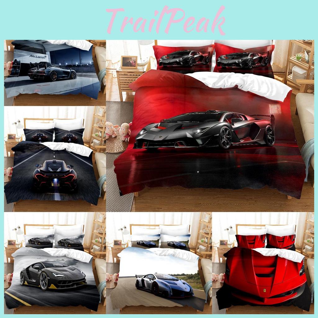 Постельный комплект с принтом спортивного автомобиля из ткани активного крашения для декора детской спальни