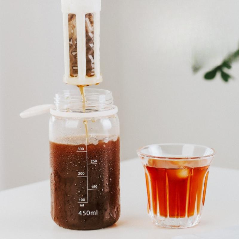 450ml Cold Brew Cups with Scale Mesh Filter Portable Coffee Cup Leakproof Brewing Cold Brew Tea Separator Drinking Water Bottles