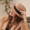 French Autumn and Winter Woolen Hat British Style Jazz Top Hat Female Letter M Label Hat