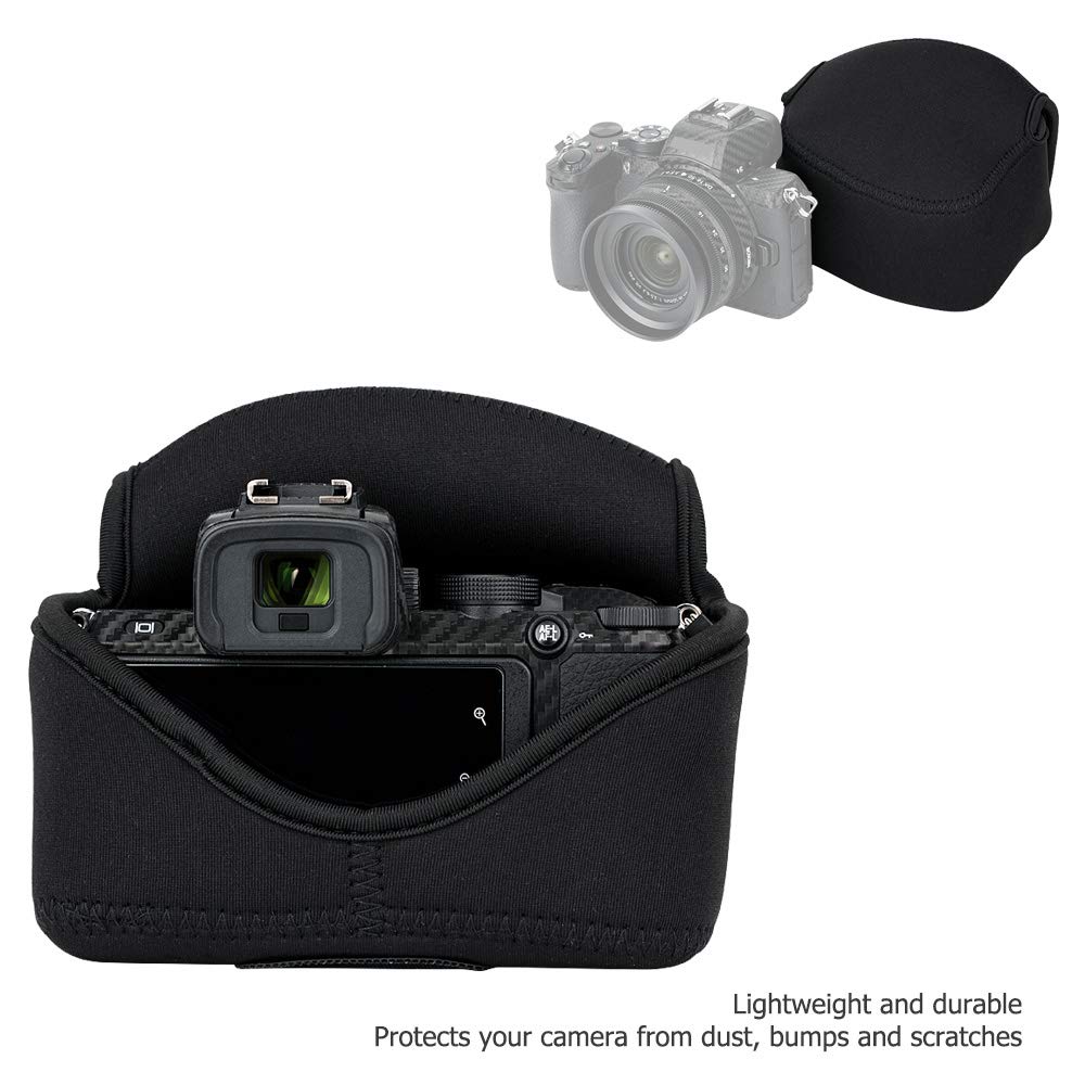 JJC Camera Pouch Case Compatible with Nikon Z fc Nikon Z50 Sony A6700 E PZ OSS Fujifilm OIS PZ Canon EOS R100 RF Black - + 16-50mm / + 16-50mm / +